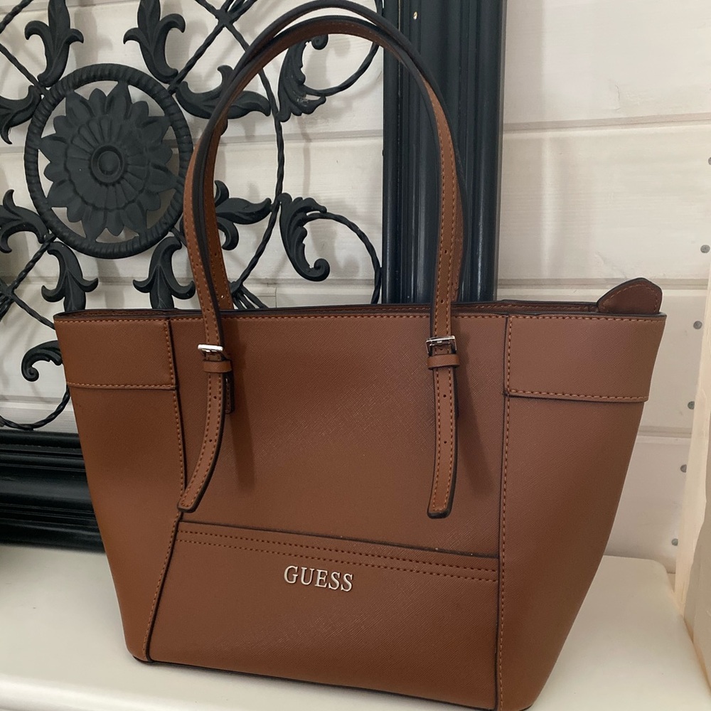 Guess Brown Faux Leather Tote 👜